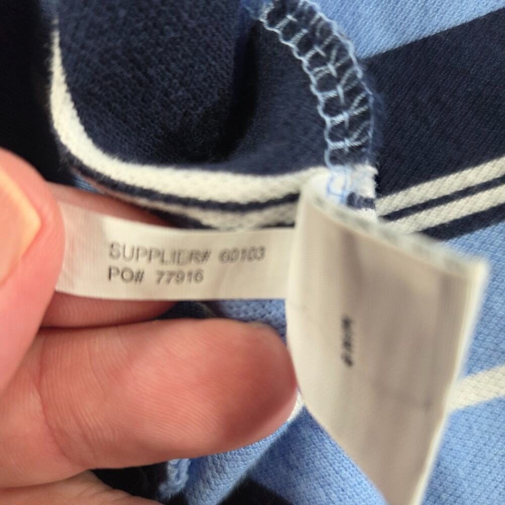 Polo Ralph Lauren Mens Polo Shirt XL Blue Striped Pony Logo 90s Style - Picture 13 of 13